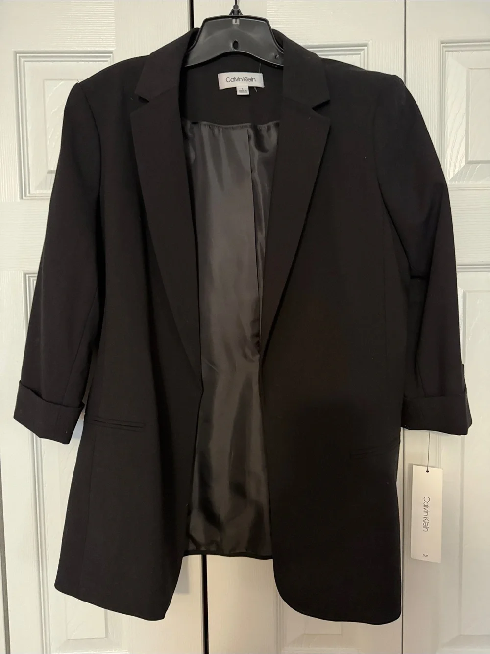 NWT Calvin Klein Black Women's Open-Front Blazer, Size L